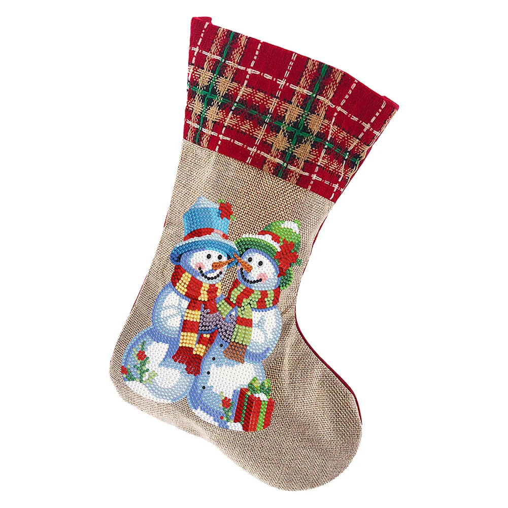 DIY Snowman Christmas Socks Decor DIY Diamond Art Kits for Family Party Decoration(20*35cm)