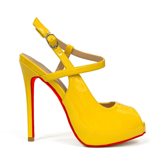 120mm Women's Hot Chick Sling Back Heels Platform Peep Toe Party Wedding Sandals Red Bottoms Pumps-MERUMOTE