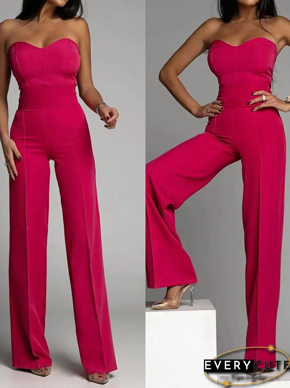 Summer Sexy Bustier Office Bodysuit Jumpsuit Women Elegant Sleeveless Backless Romper