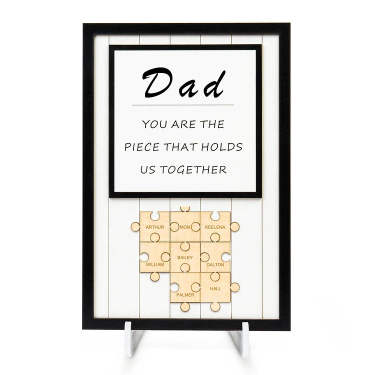 Dad Puzzle Sign Custom 8 Names Wooden Sign Family Gift for Dad