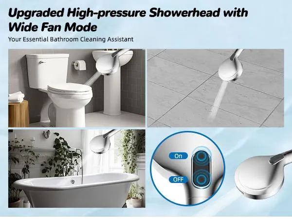 Hibbent Upgraded Chrome Fixed Shower Head Combo - 13'' Easy Reach High Pressure Rainfall Shower, 5-Jet Fixed Showerhead, 10-Mode Handheld, 12'' Extension Arm, 4-Way Diverter, 71'' Hose, Holder, cUPC Certified (Multi-Spray, Adjustable), Jets Fixed Showerhe