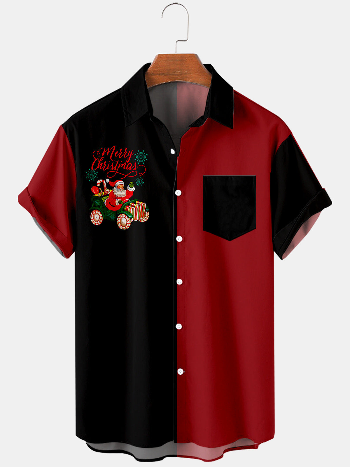 Men's Plus Size Casual Simple Christmas Series Shirt With Pockets PLUSCLOTHESMAN