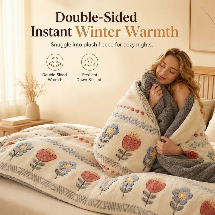 Double-Sided Velvet & Lamb Fleece Winter Quilt