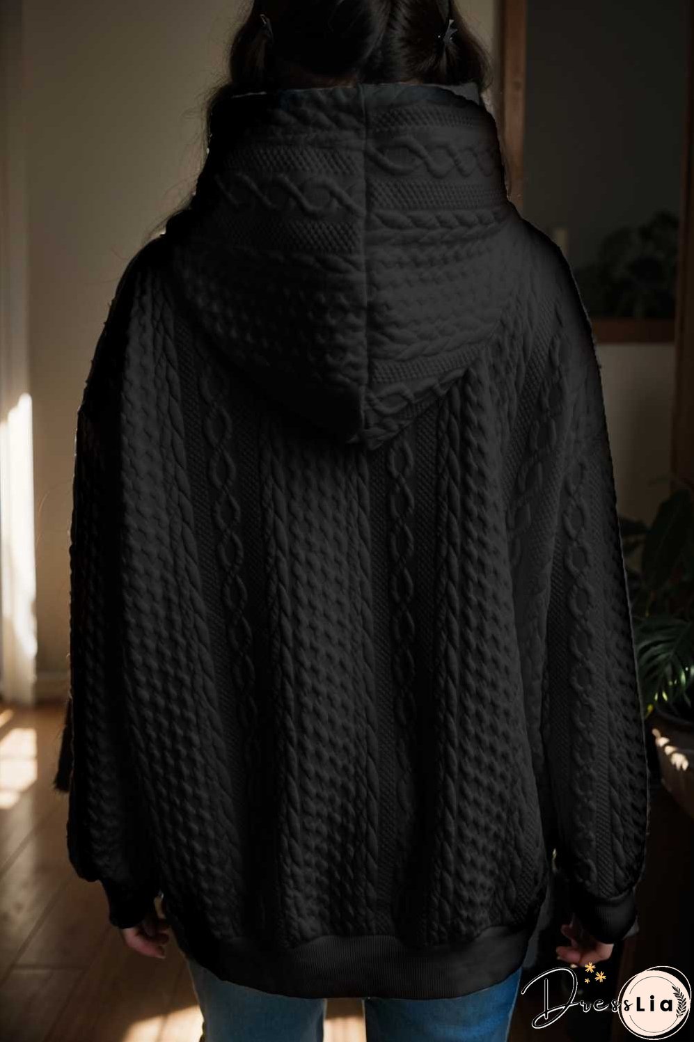 plus size casual hoodie women s plus solid ribbed long sleeve slight stretch hoodie drawstring sweatshirt