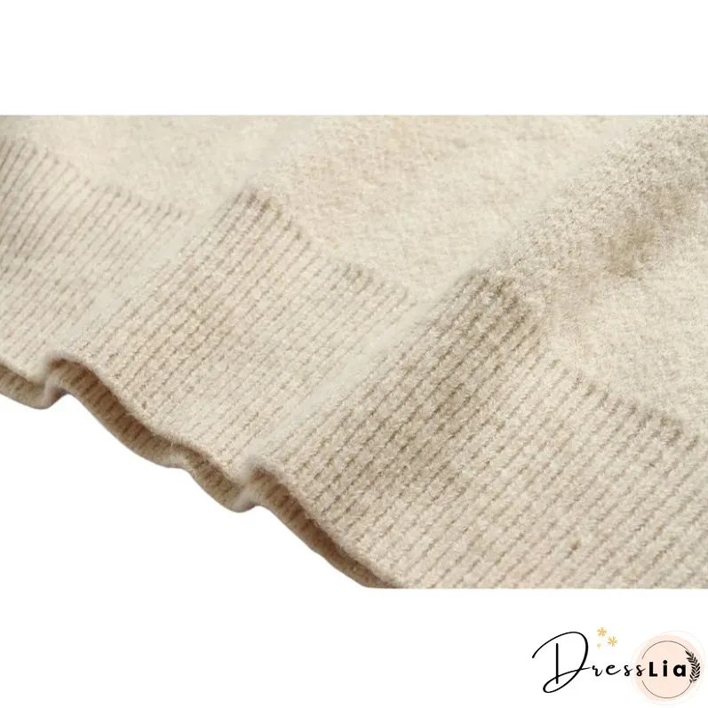 Solid Color Letter Jacquard Knit Sweater