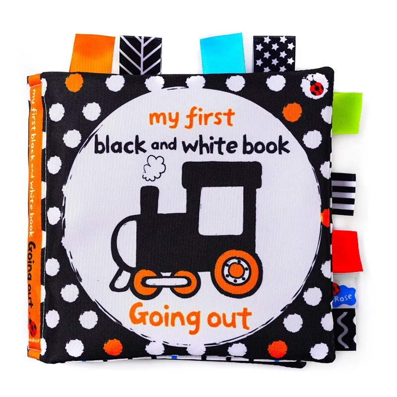 LakaRose Baby Black and White Label Cloth Book Newborn Infant Early Education Books Cloth Quiet Books
