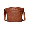 Sac &agrave; bandouli&egrave;re en cuir souple &agrave; pochettes multiples