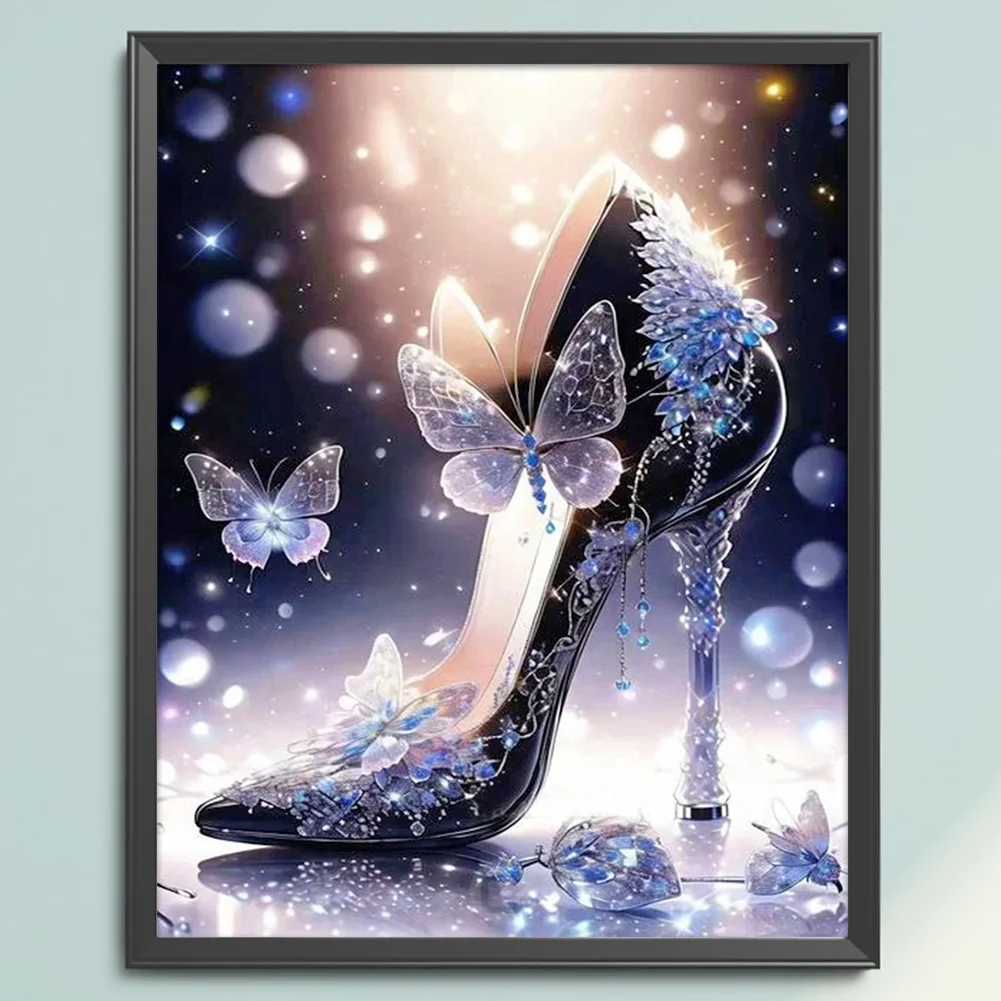 11CT Full Stamped&nbsp;Cross Stitch - Butterfly High Heels(Canvas|40*50CM)