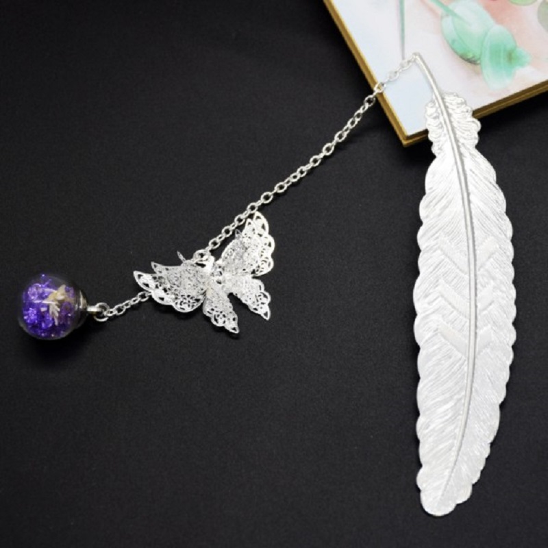 

Metal Bookmark Leaf Vein Feather Butterfly Bookmark Students Supply, 501 Original