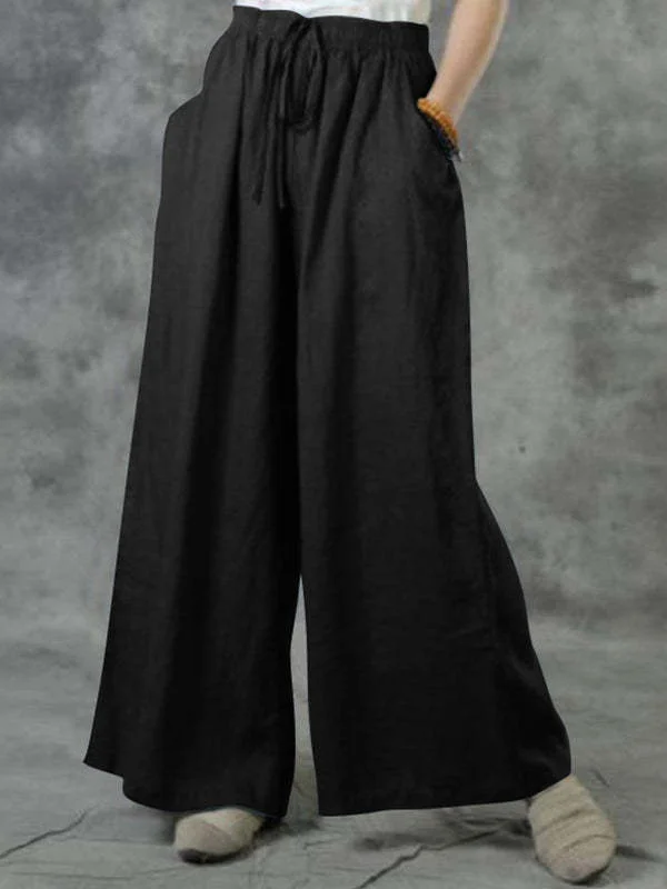 Women's Solid Color Loose Casual Wide Leg Pants