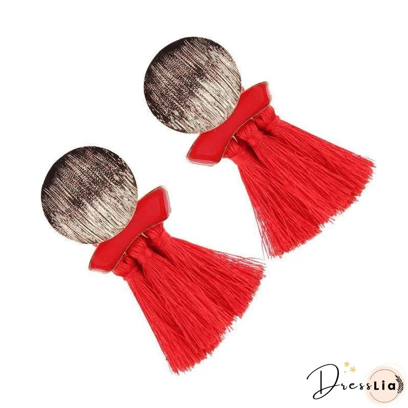 High quality vintage handmade tassel pendant long stud earring for women ear party jewelry