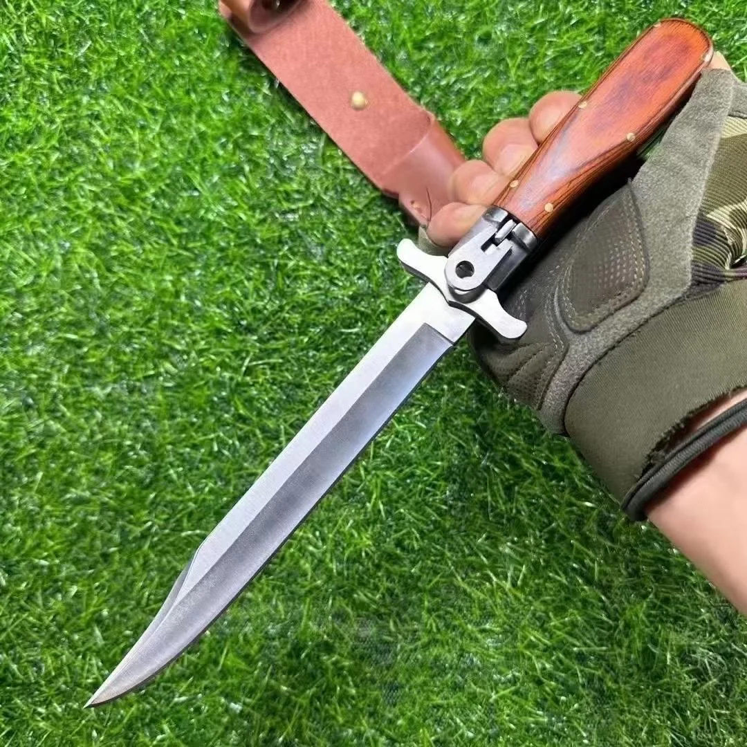 Longquan integrated keel hand-forged embroidered spring knife, ox tail knife, one-piece folding knife