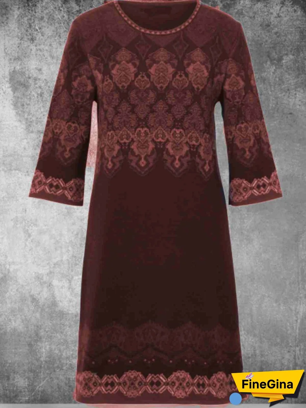 Women Long Sleeve Crew Neck Cotton Knitting Dress