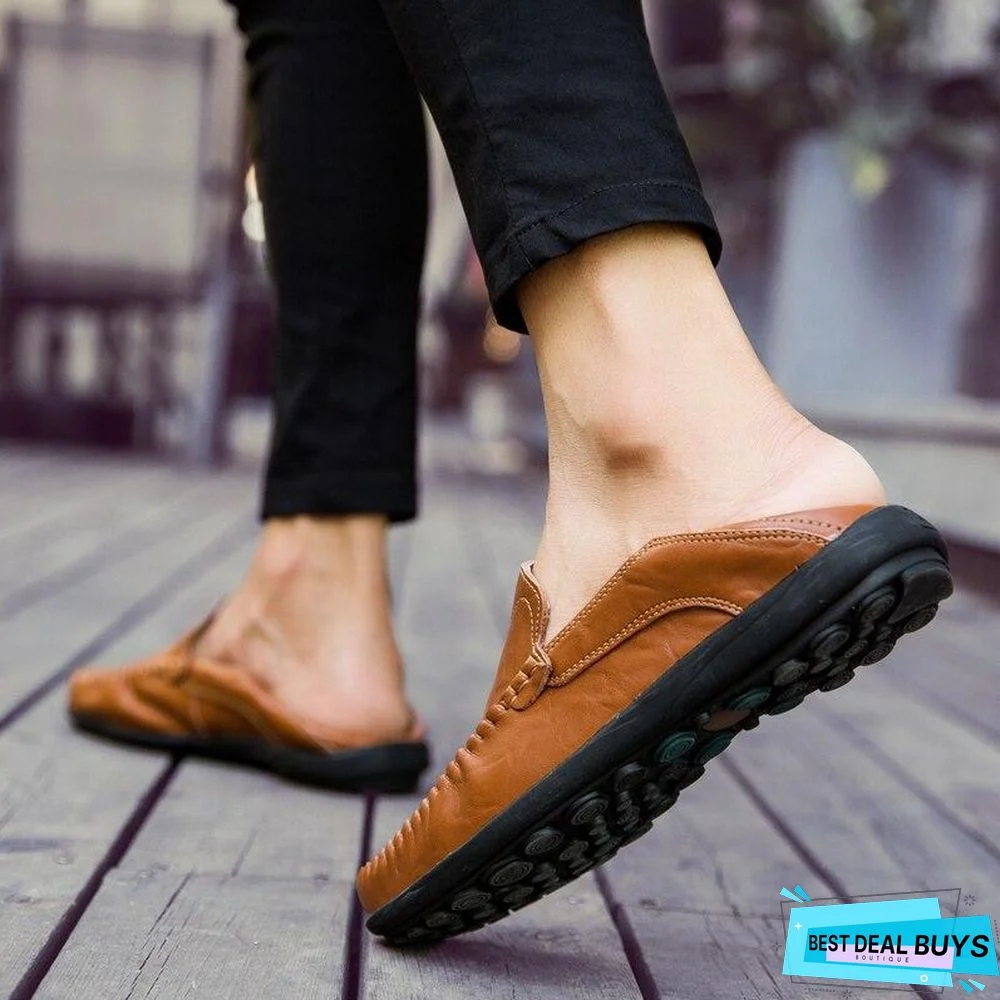Mens Genuine Leather Loafers Moccasins Comfy Breathable Slip On Boat Shoes