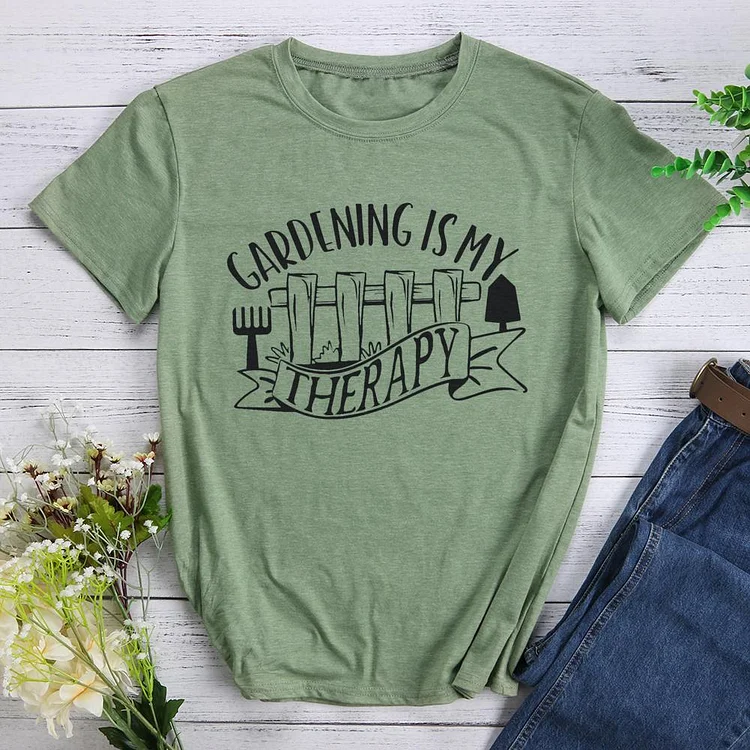 Gardening is my therapy Round Neck T-shirt