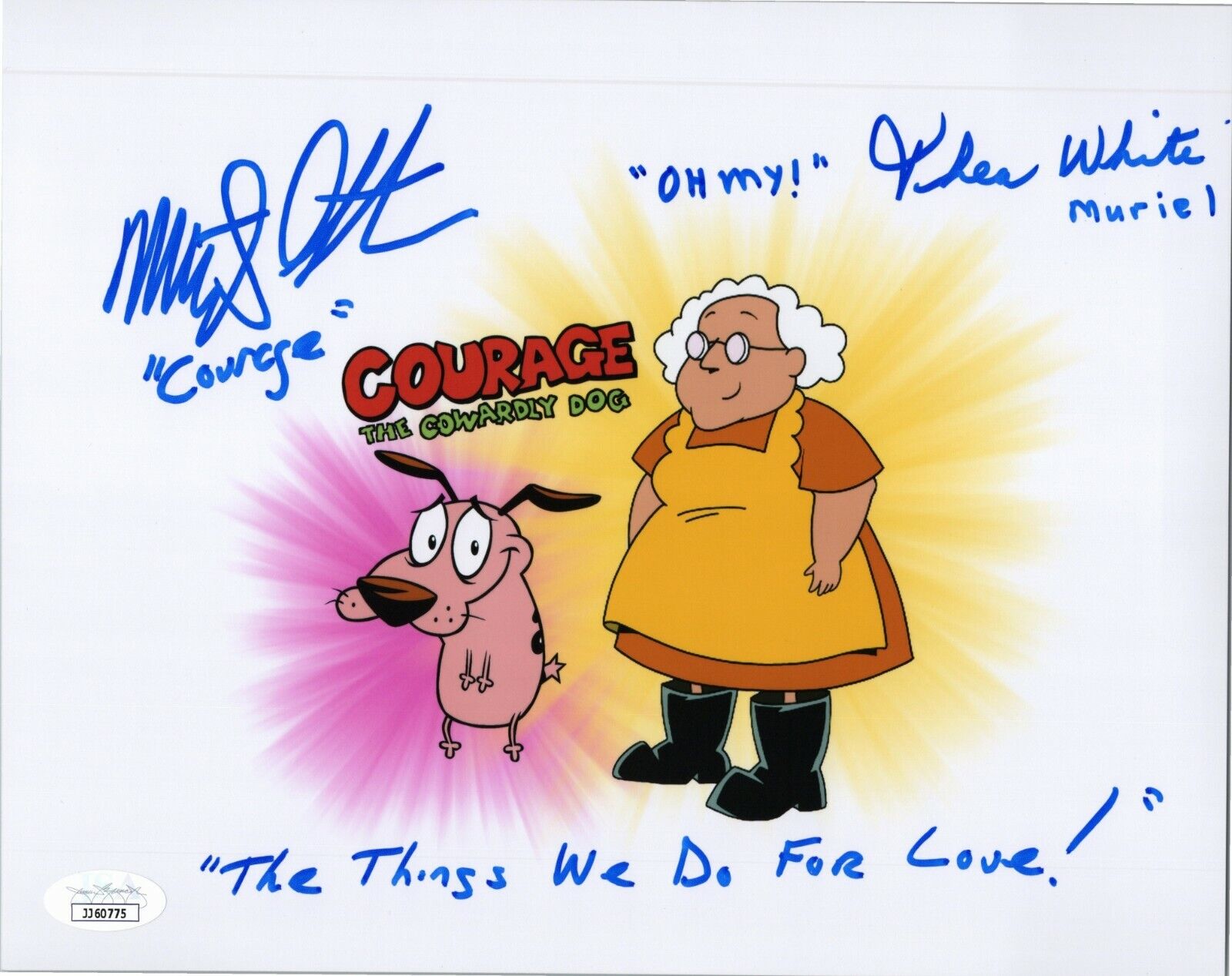 MARTY GRABSTEIN & THEA WHITE Hand-Signed COURAGE COWARDLY DOG 8x10 Photo Poster painting JSA COA