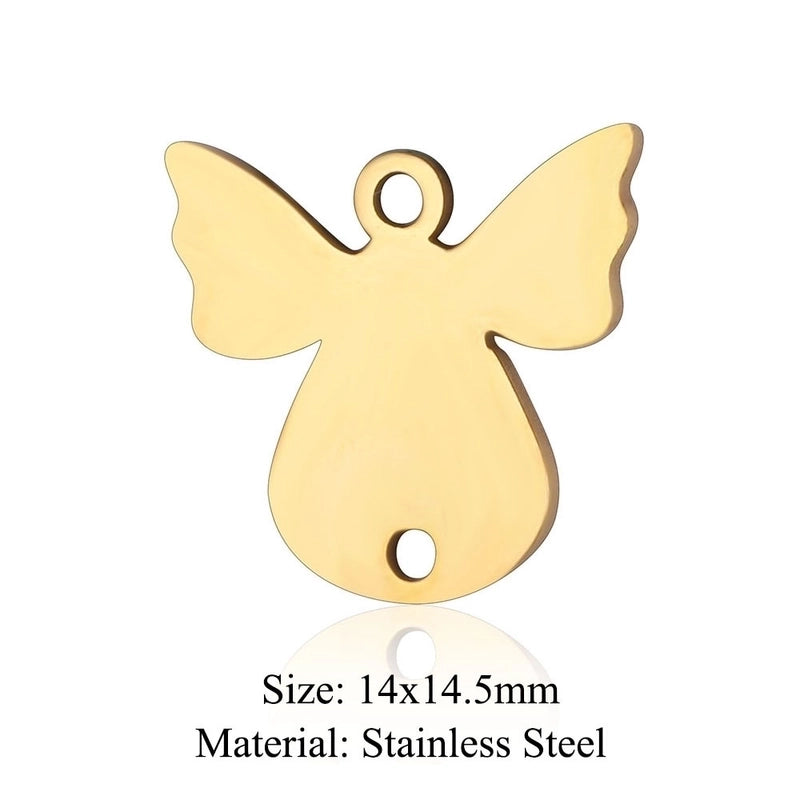 5 Pieces Stainless Steel 18K Gold Plated Angel Wings