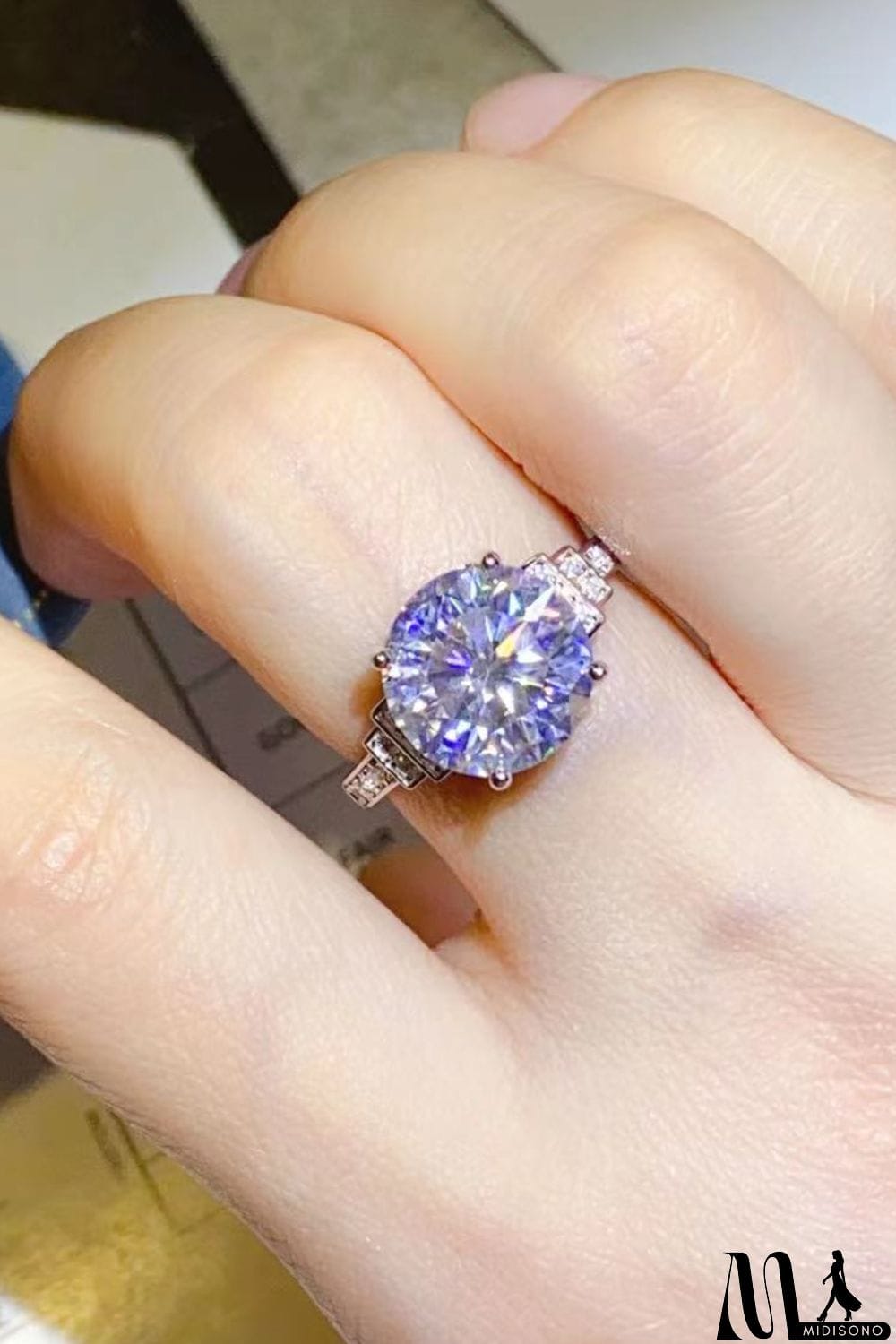 MidiSono - 5 Carat Moissanite 925 Sterling Silver Ring