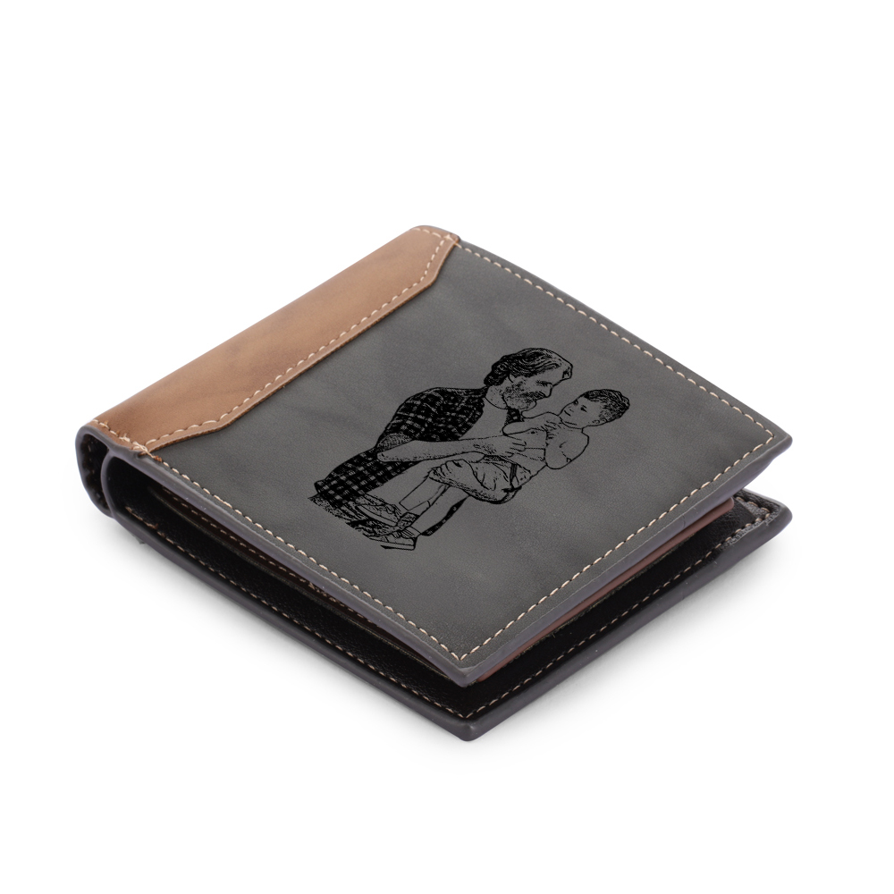2 Names - Personalised Dad Billfold Wallet Custom Name & Photo & Text Leather Wallet Father's Day Gifts-Jessemade AU