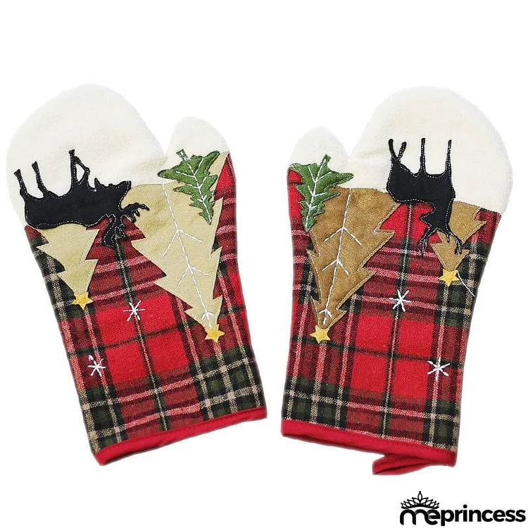 Festive Casual Plaid Pattern Christmas Oven Gloves