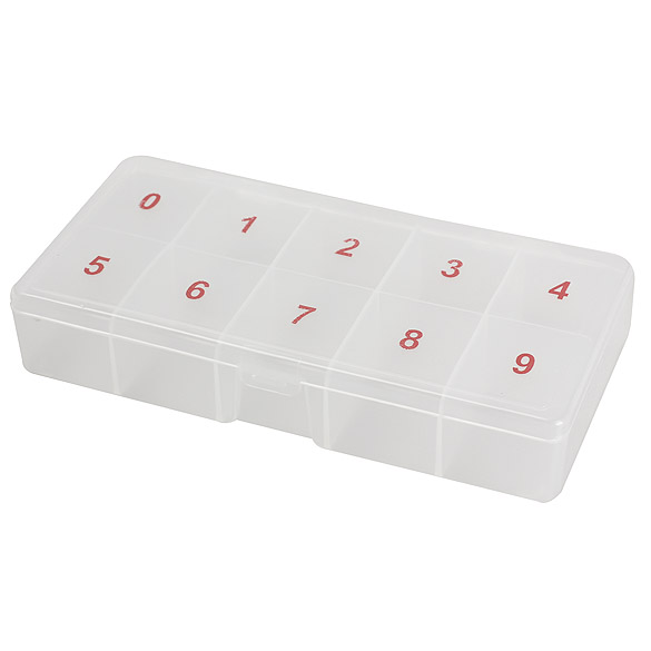 

10 Grids Nail Tips Storage Box, White, 501 Original