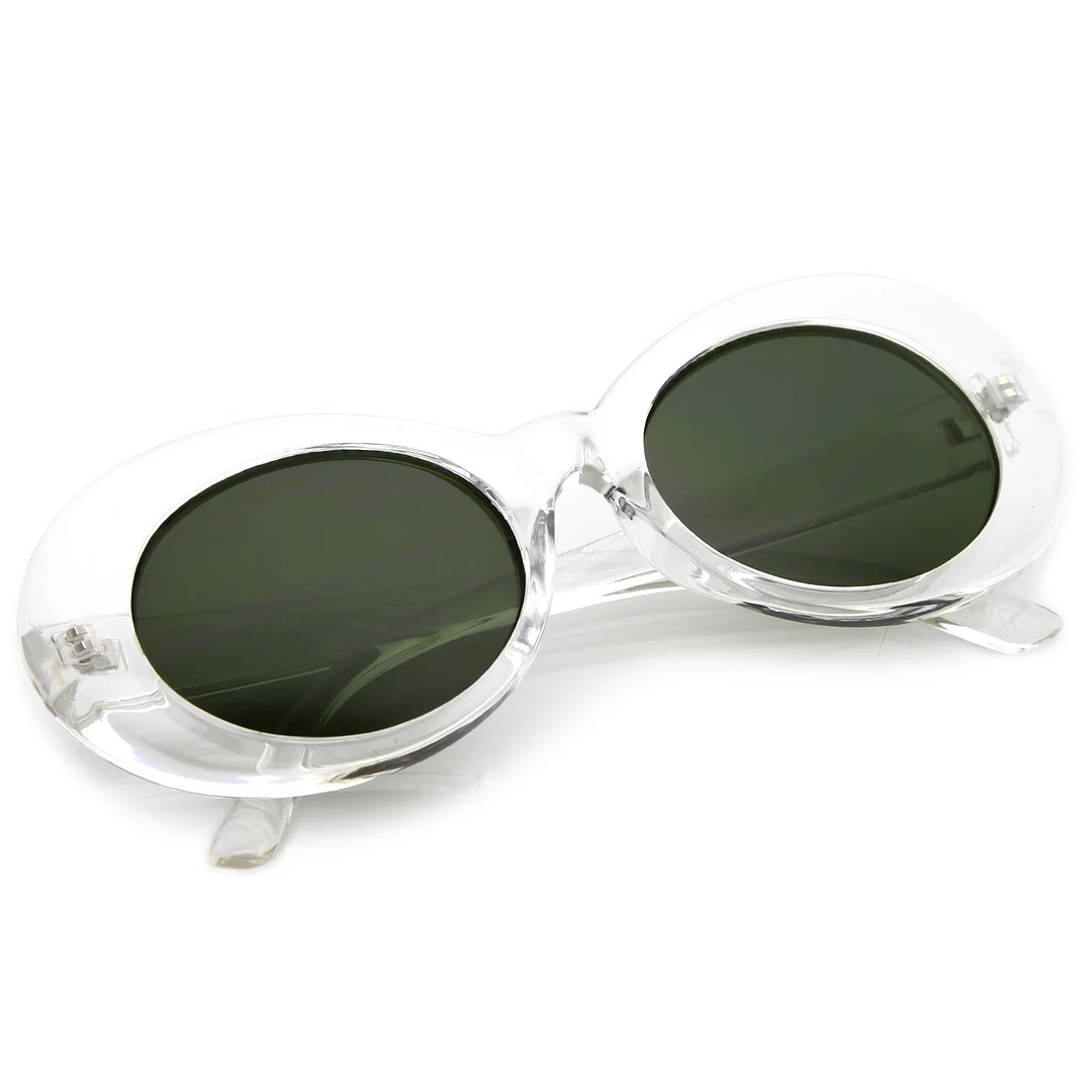 Retro Oval glasses With Tapered Arms Neutral Colored Round Lens  51mm