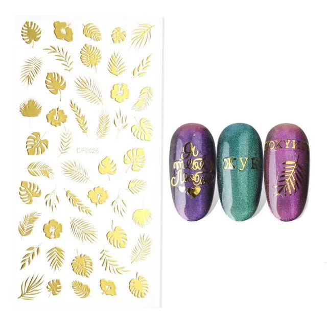 Nail Stickers Embossed 5D Christmas Snow Butterfly Designs Back Glue Nail Decals Decoration Tips For Beauty Salons-Nail Inspo