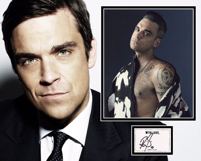 ROBBIE WILLIAMS SIGNED Photo Poster painting MOUNT UACC REG 242