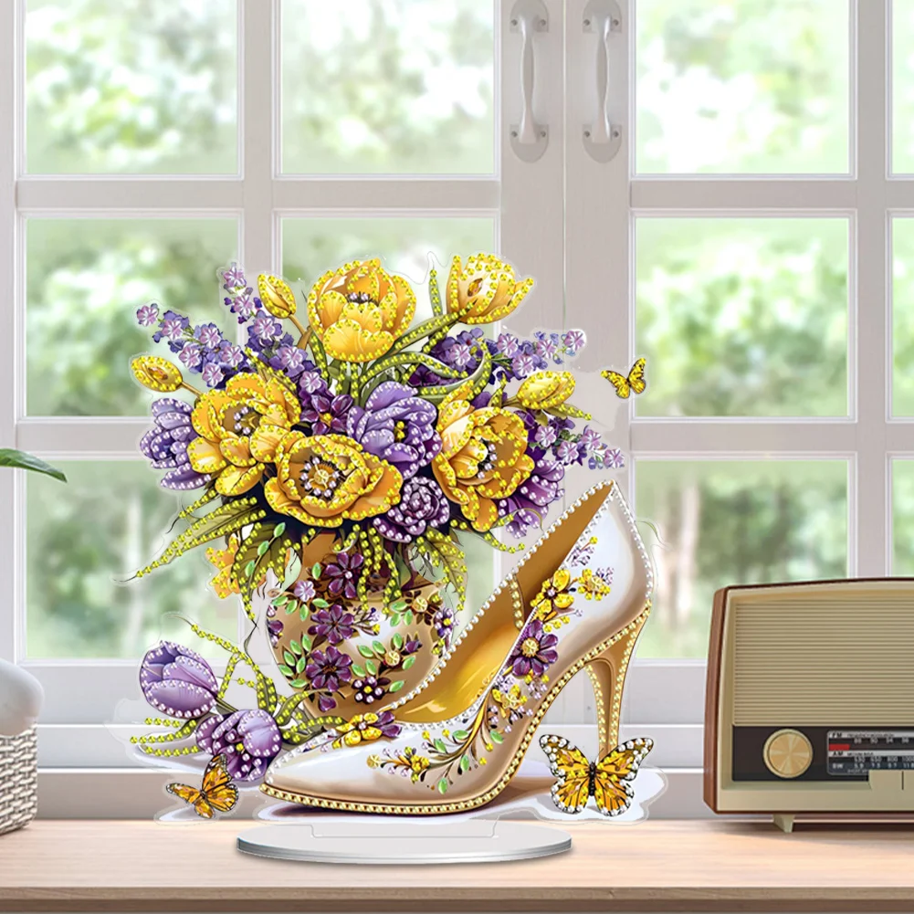 DIY High Heels Bouquet Acrylic Table Top Diamond Painting Ornament Kits for Beginner