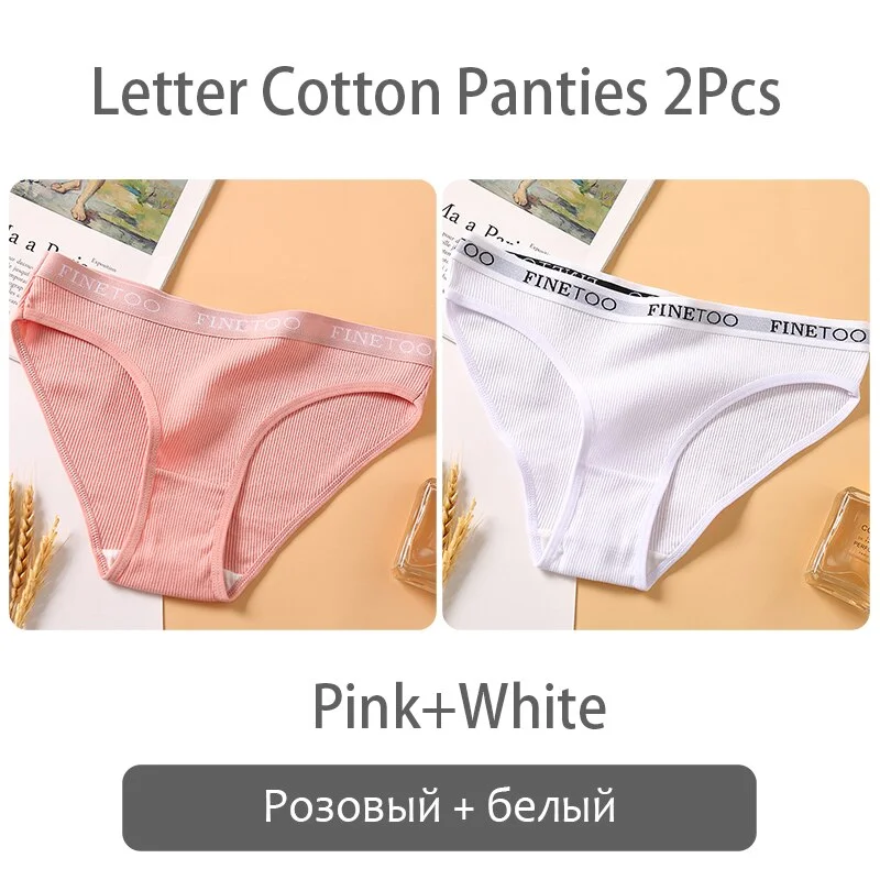 FINETOO New M-2XL Women Underpants Custom Letter Panties Breathable Cotton Underwear Ladies Briefs Casual Panty Female Lingerie