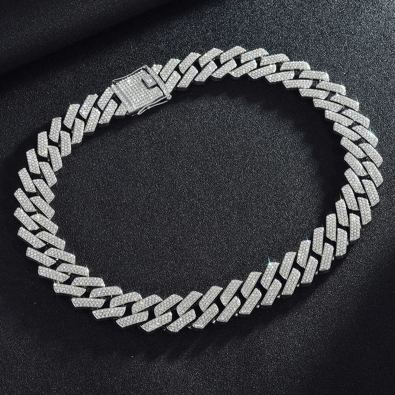 Thermal Mining Cuban Necklace High Quality Affordable Luxury Fashion Alloy Three-Row Drill 20mm Cuban Link Chain Direct Sales