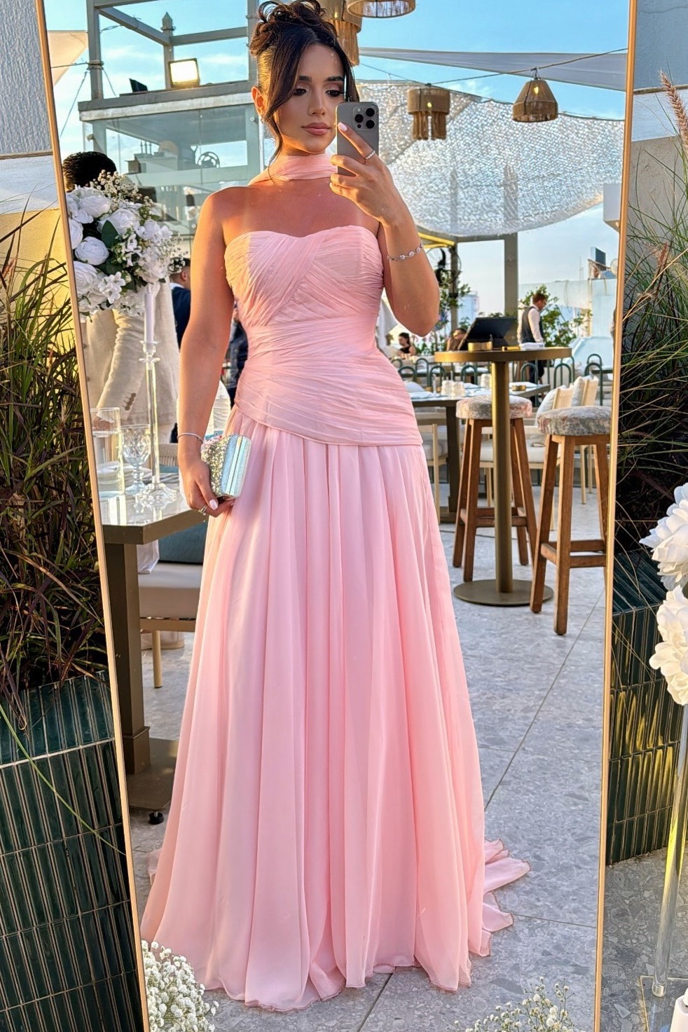 Lvs&Broner Halter Neck Strapless Sleeveless Long Prom Dress With Pleated