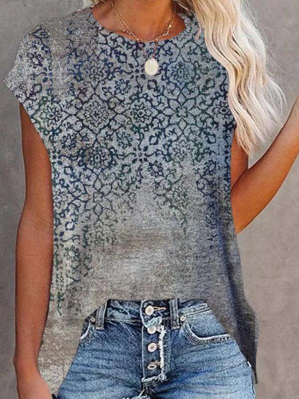 Women Long Sleeve V-neck Graphic Floral Printed Top