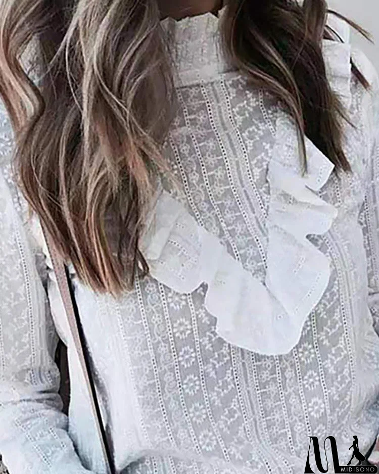 MidiSono - Fashion Sexy Casual Long-Sleeved Embroidered Shirt Top
