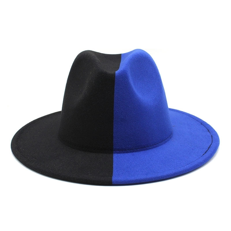 New Yin And Yang Double Color Matching Men’s And Women’s Woolen Felt Hat Autumn And Winter Fashion Flat Brim Jazz Hat 02