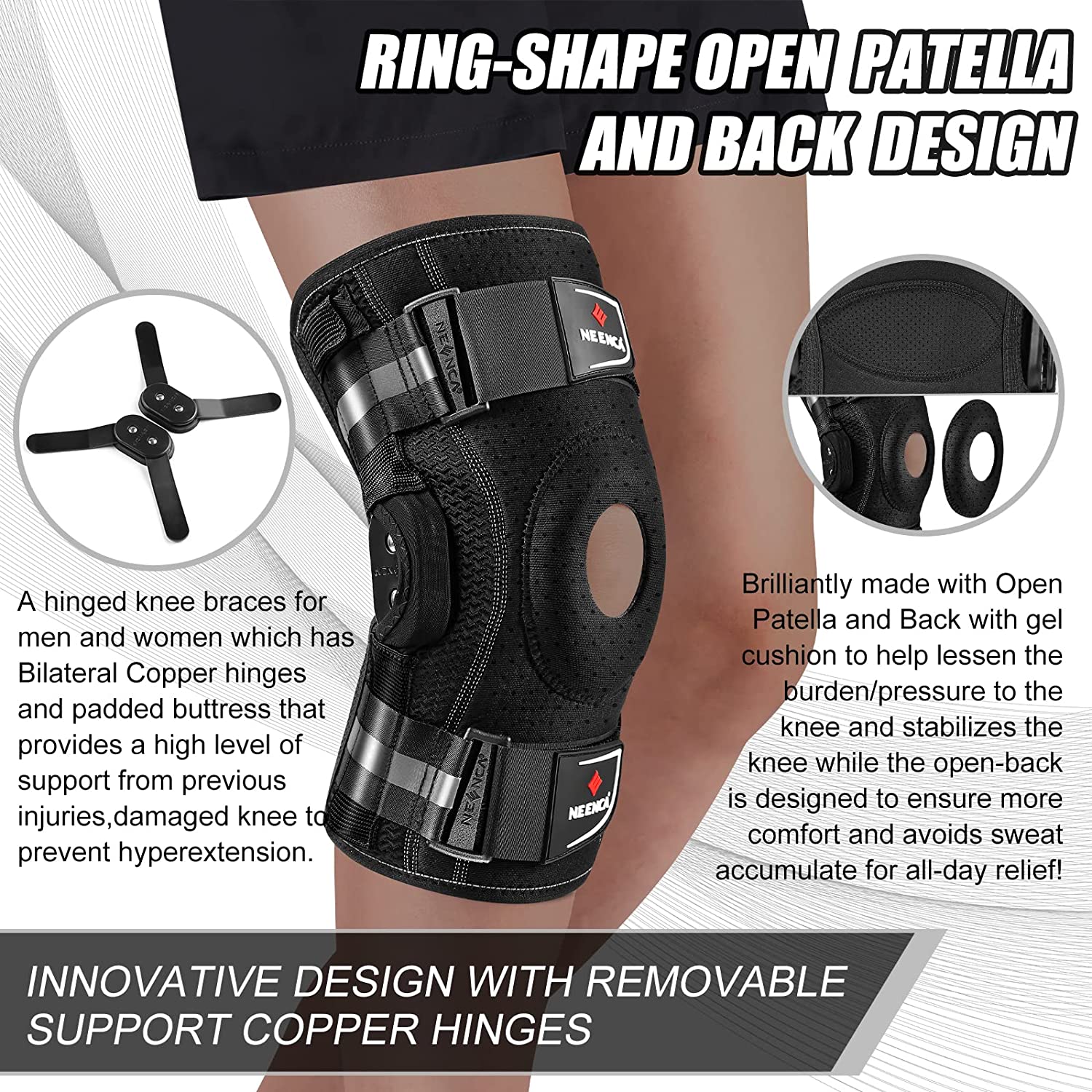 Likron Watches NEENCA Hinged Knee Brace with Side Stabilizers for Comprehensive Knee Support
