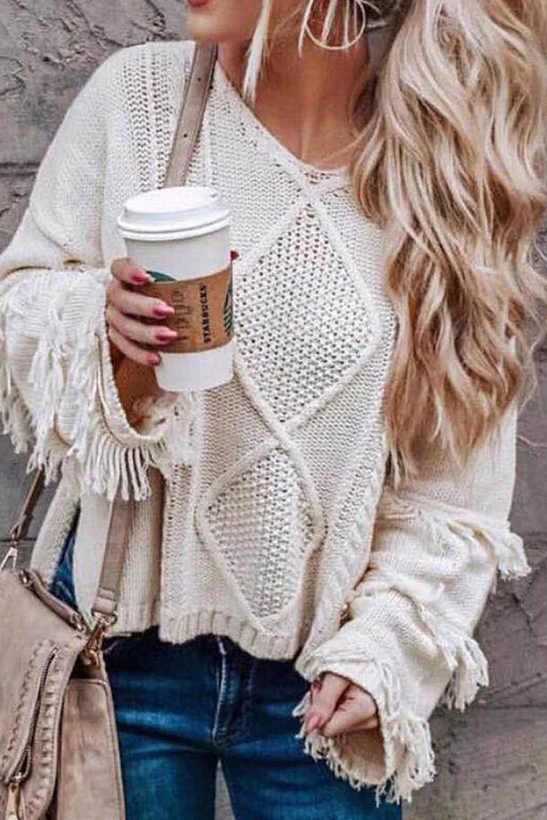Stylish Solid Color Loose Knit Top