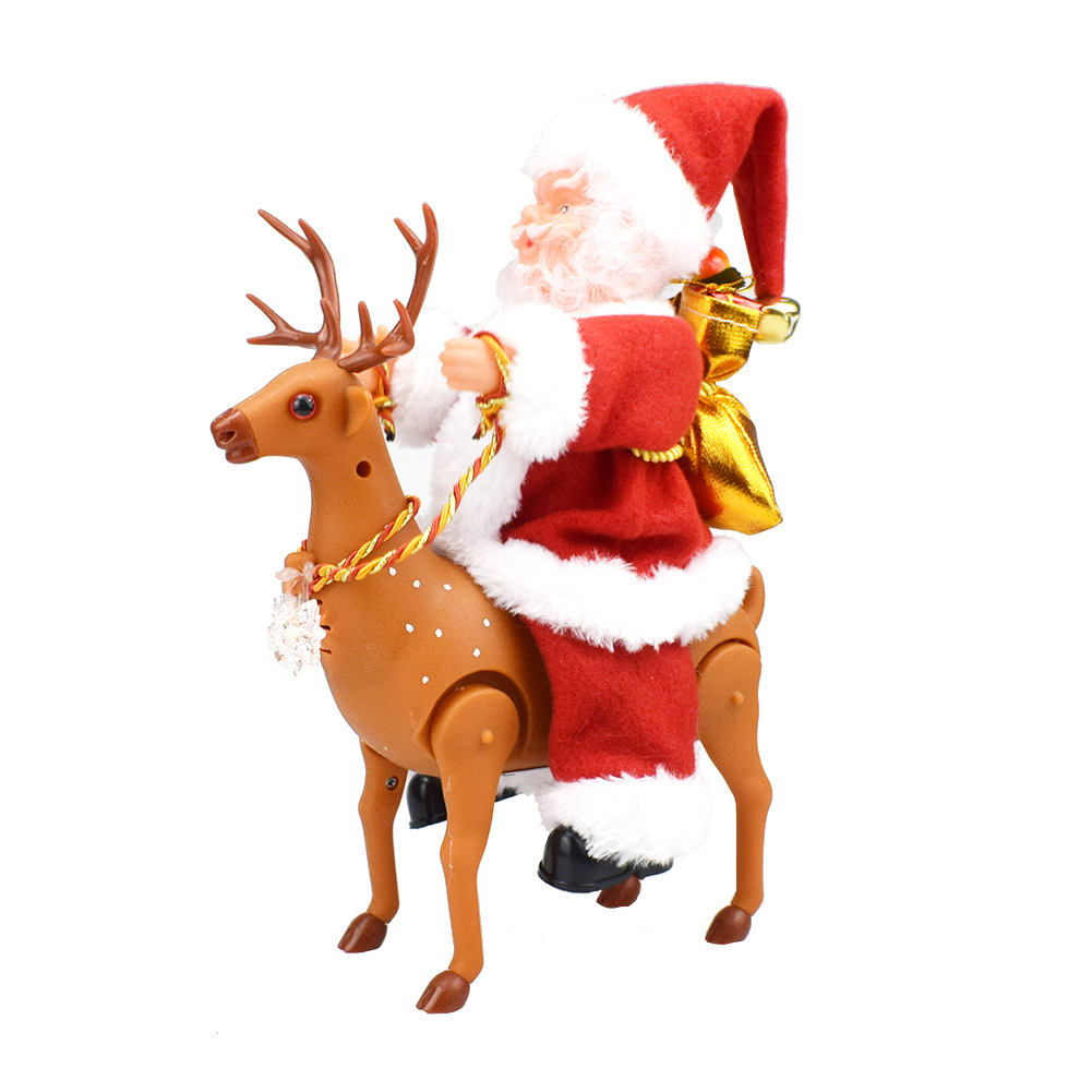 

Santa Claus Riding Elk Funny Electric Toy with Playing Music Kid Xmas Gift, 501 Original