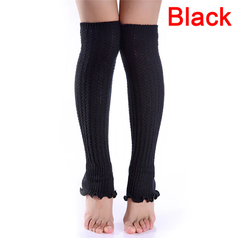 1 Pair Woman Leg Warmers Long Stockings Popular Hemp Flowers Knitting Step Foot Winter Warm Stocking Fashion