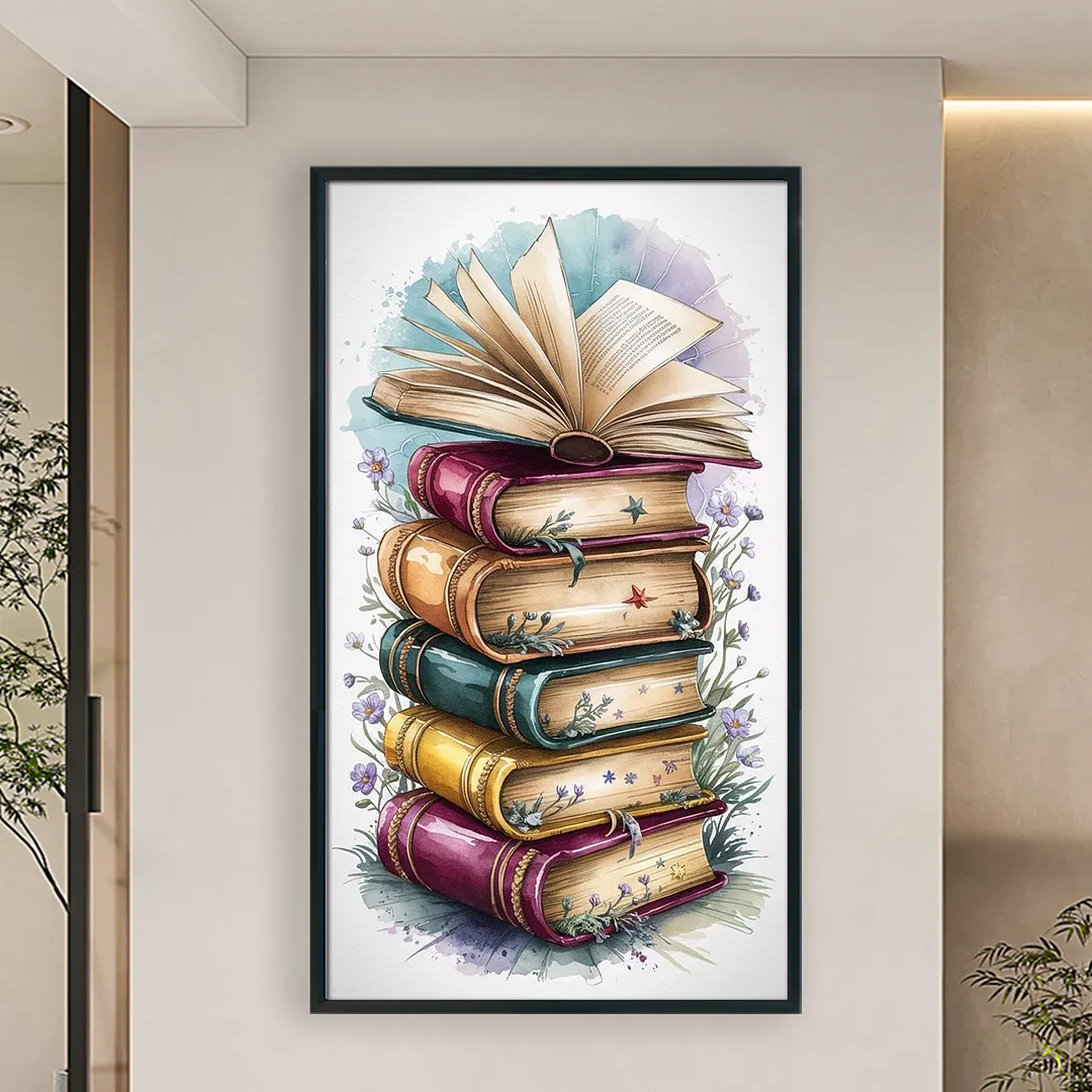 Book Piles Full 11CT DIY Stamped Cross Stitch Kits for Adults Home Decor 40x70cm