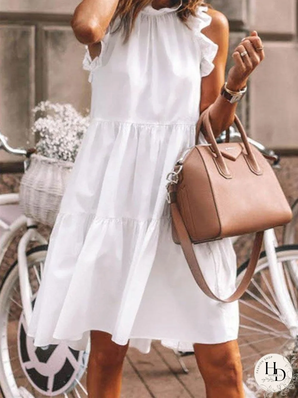 Casual Loose Sleeveless Solid Round Neck Dress