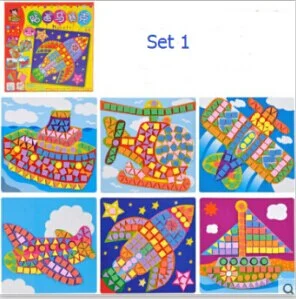 6 Designs per Set Kids EVA Mosaic Stickers Kids Art Crafts DIY Animal Transport 3D Educational Puzzle Toys for Children