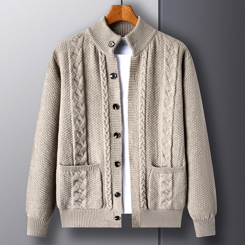 Men's Casual Simple Stand Collar Cardigan