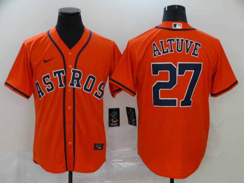 Men's Houston Astros Jose Altuve #27 Orange Replica Baseball Jersey mysite
