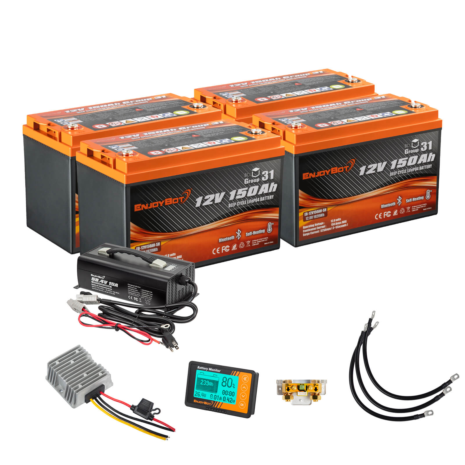 48V 150AH Enjoybot LiFePO4 Lithium Golf Cart Battery Conversion Kit - 4 batteries
