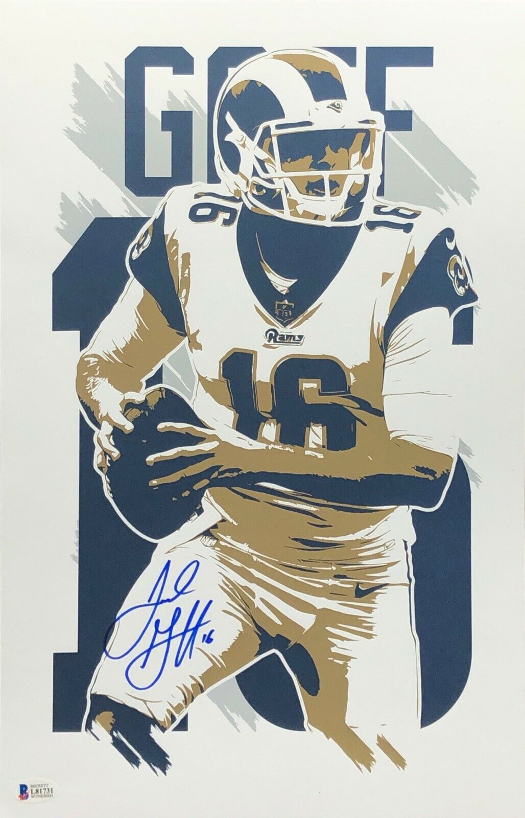 Jared Goff Signed Los Angeles Rams 11x17 Art Print *Photo Poster painting BAS L81731