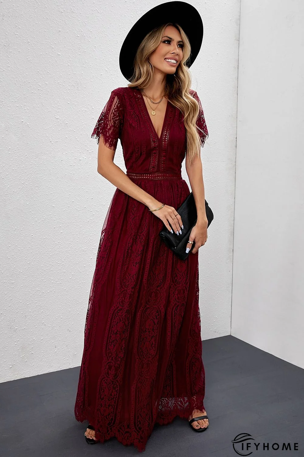 Red Blue Fill Your Heart Lace Maxi Dress | IFYHOME