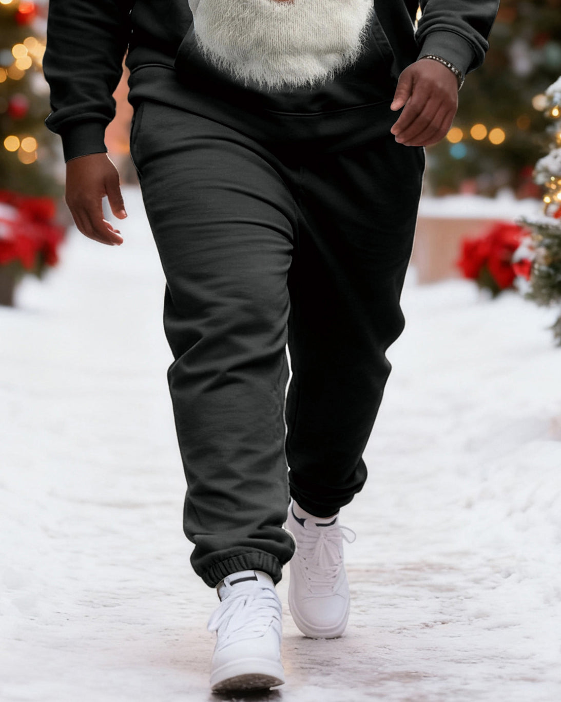 Big & Tall Men's Christmas Surprised Santa Claus Hoodie Set