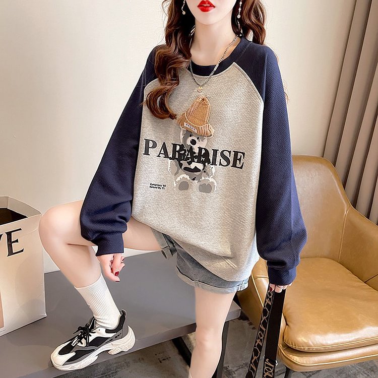 Printed Cartoon Shift Casual Sweatshirt