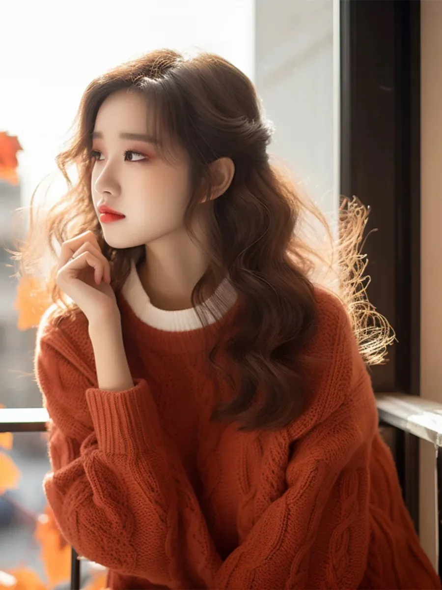 Churchf Churchf Year's Popular Beautiful Orange Round-Neck Sweater Women Wear Loose Knitting Tops In Autumn And Winter With A Small Fragrant Wind